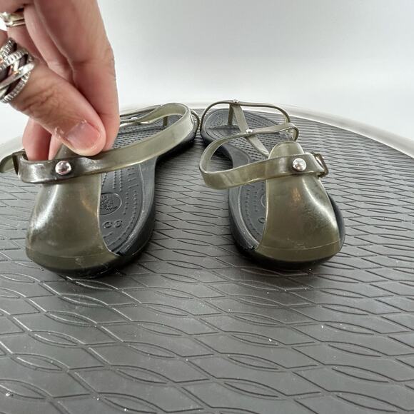 Crocs Isabella Gladiator Jelly Strappy Sandals Studded Brown/Black Sz Womens 10 - Picture 6 of 8